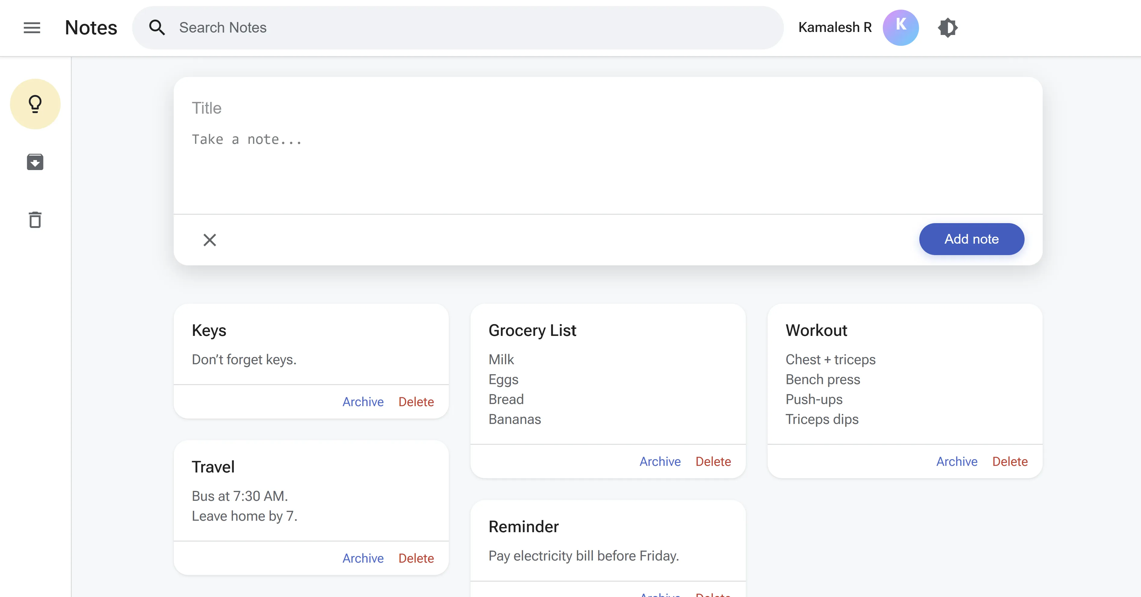 A screenshot of Notes-App